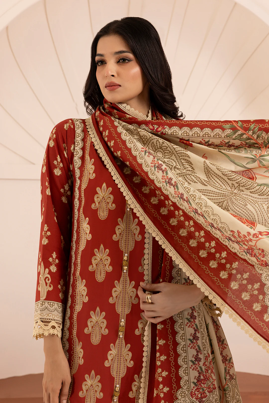 Embroidered Shirt Shalwar Dupatta - 0206 - Image 5
