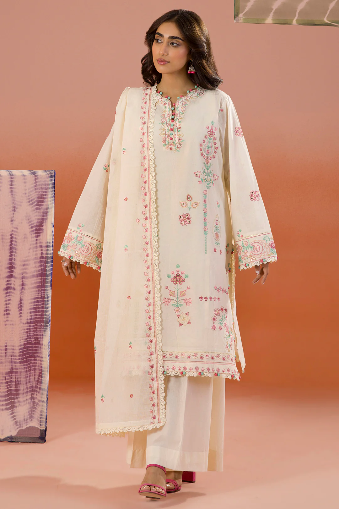 Embroidered Shirt Shalwar Dupatta - 0211 - Image 3