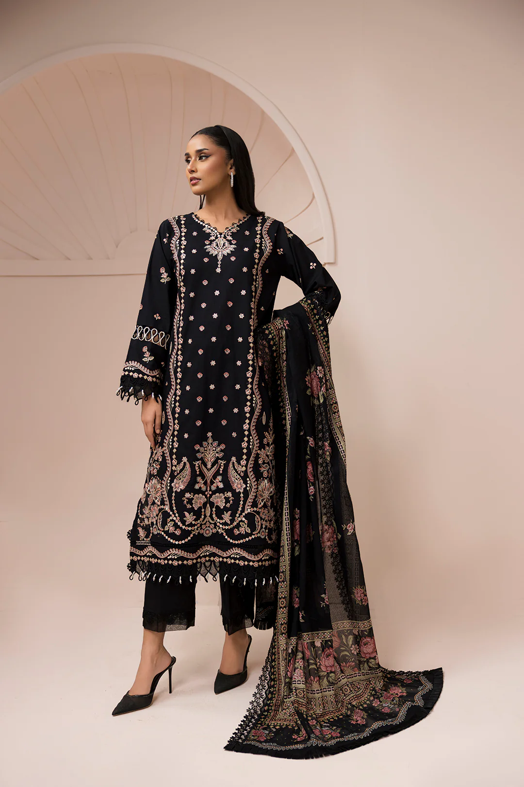 Embroidered Shirt Shalwar Dupatta - 0212 - Image 2