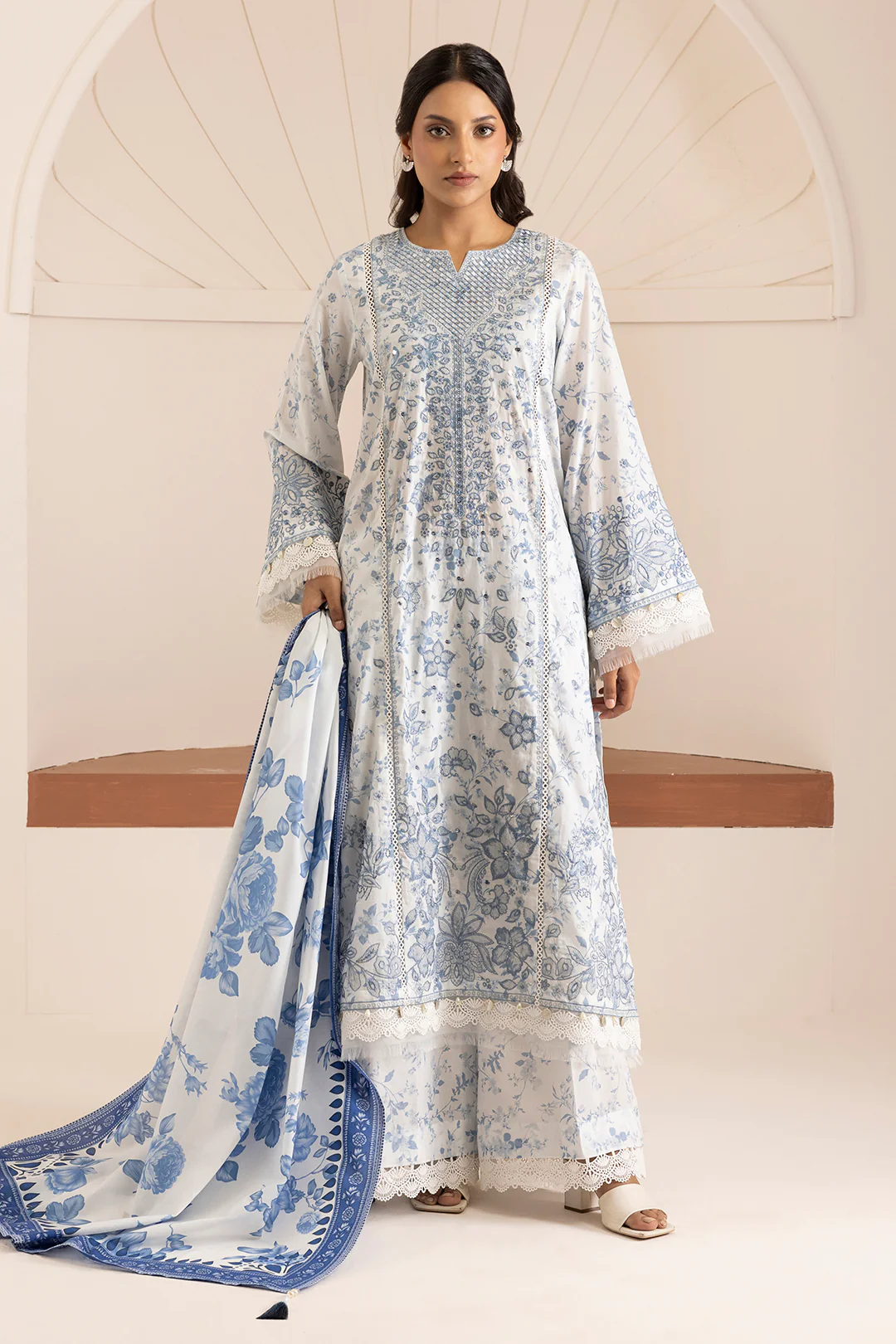 Embroidered Shirt Shalwar Dupatta - 0213 - Image 3