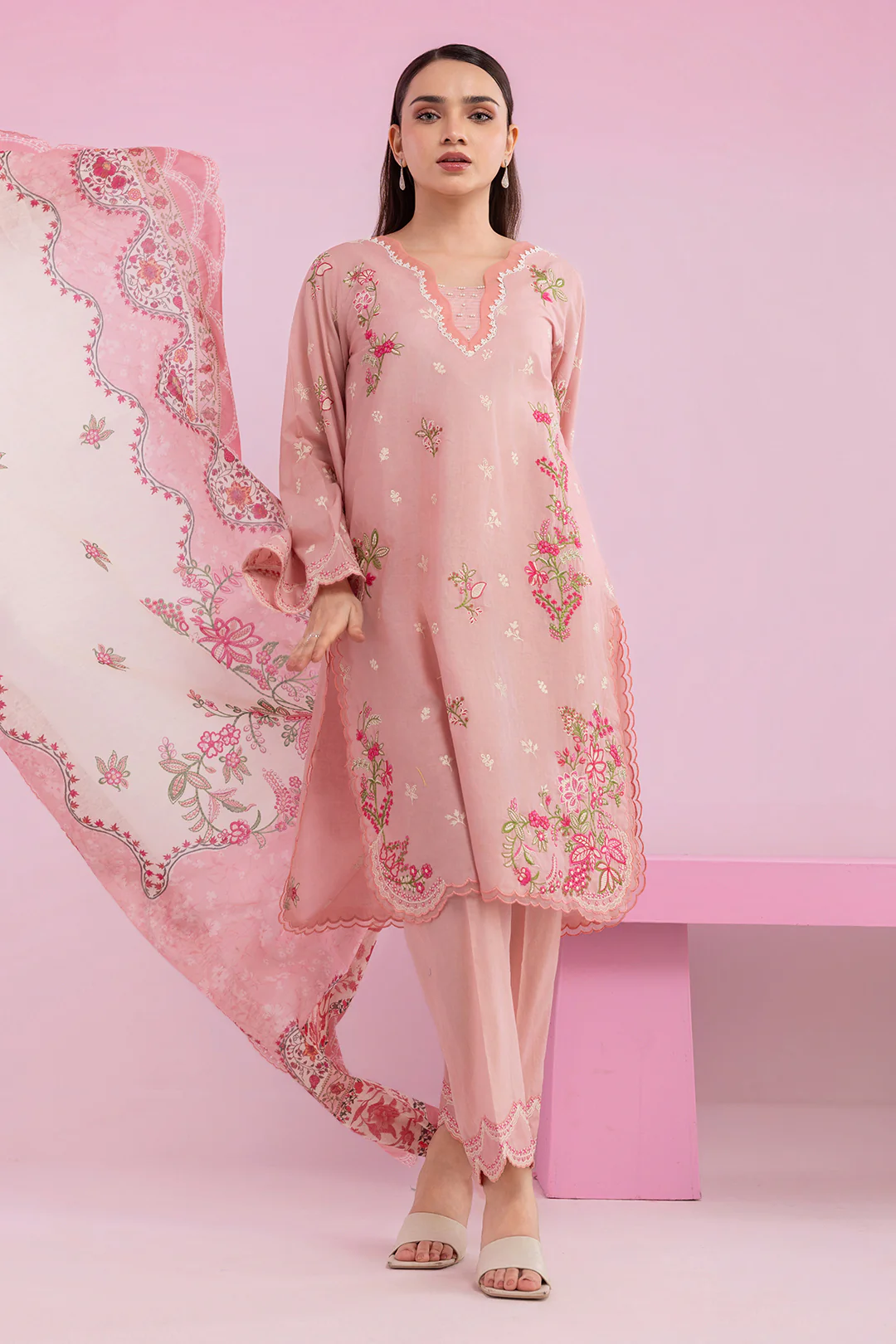 Embroidered Shirt Shalwar Dupatta - 0216 - Image 11