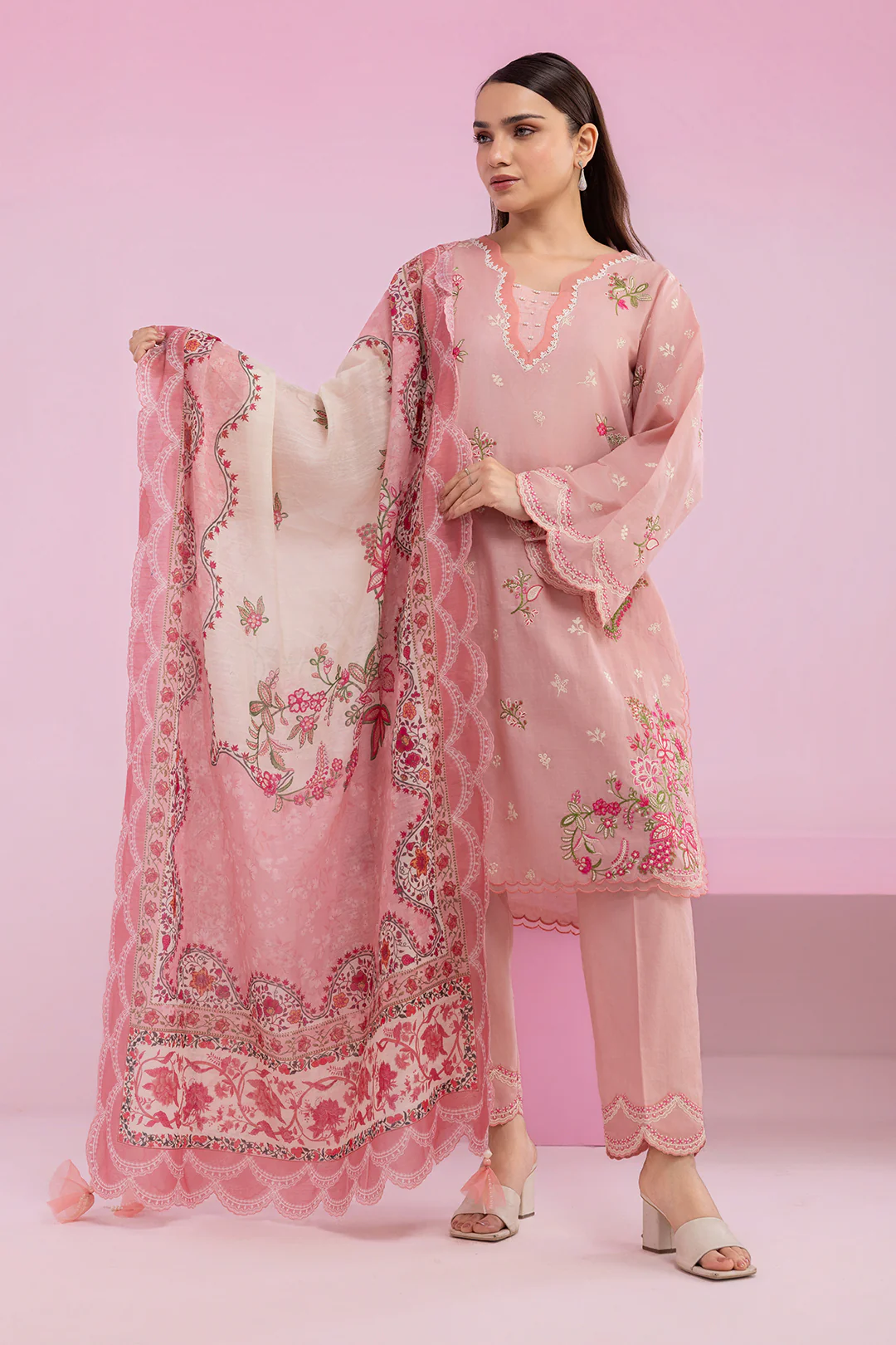 Embroidered Shirt Shalwar Dupatta - 0216 - Image 6