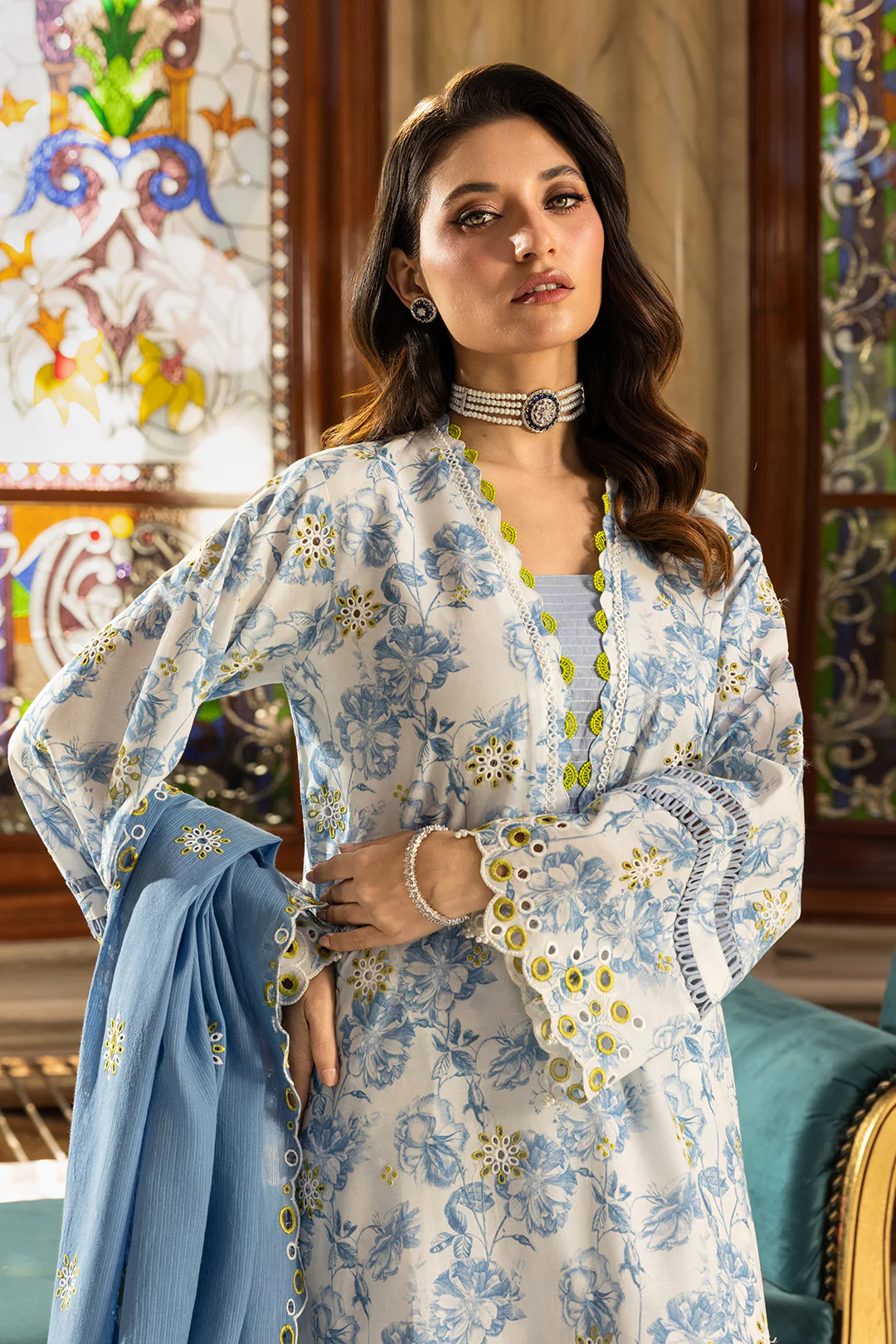 Embroidered Shirt Shalwar Dupatta - 4001 - Image 9