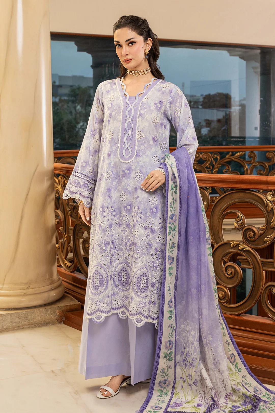 Embroidered Shirt Shalwar Dupatta - 4004 - Image 3
