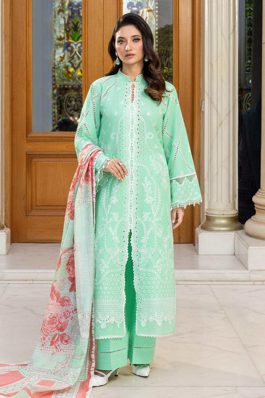 Embroidered Shirt Shalwar Dupatta - 4007 - Image 6