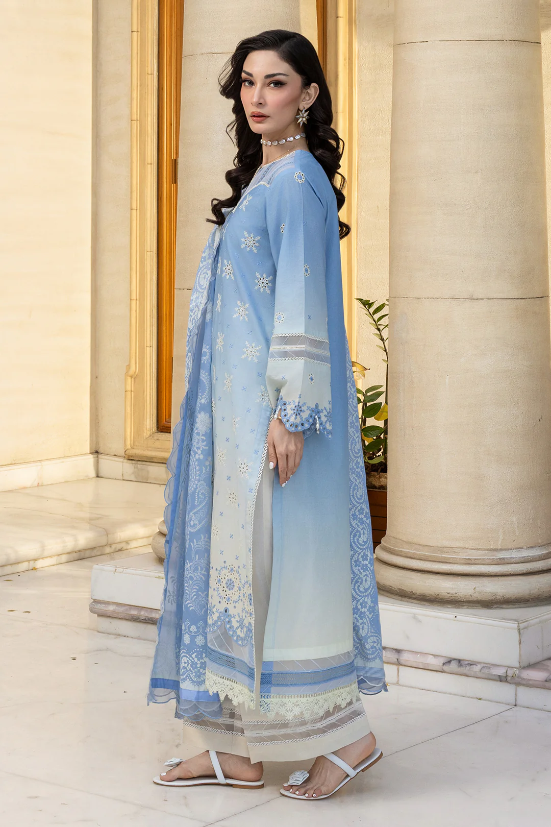 Embroidered Shirt Shalwar Dupatta - 4009 - Image 10