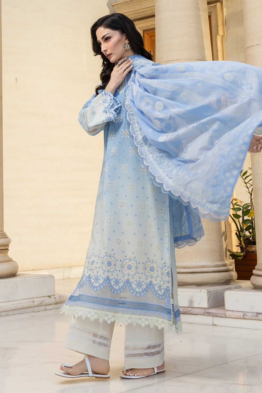 Embroidered Shirt Shalwar Dupatta - 4009 - Image 5
