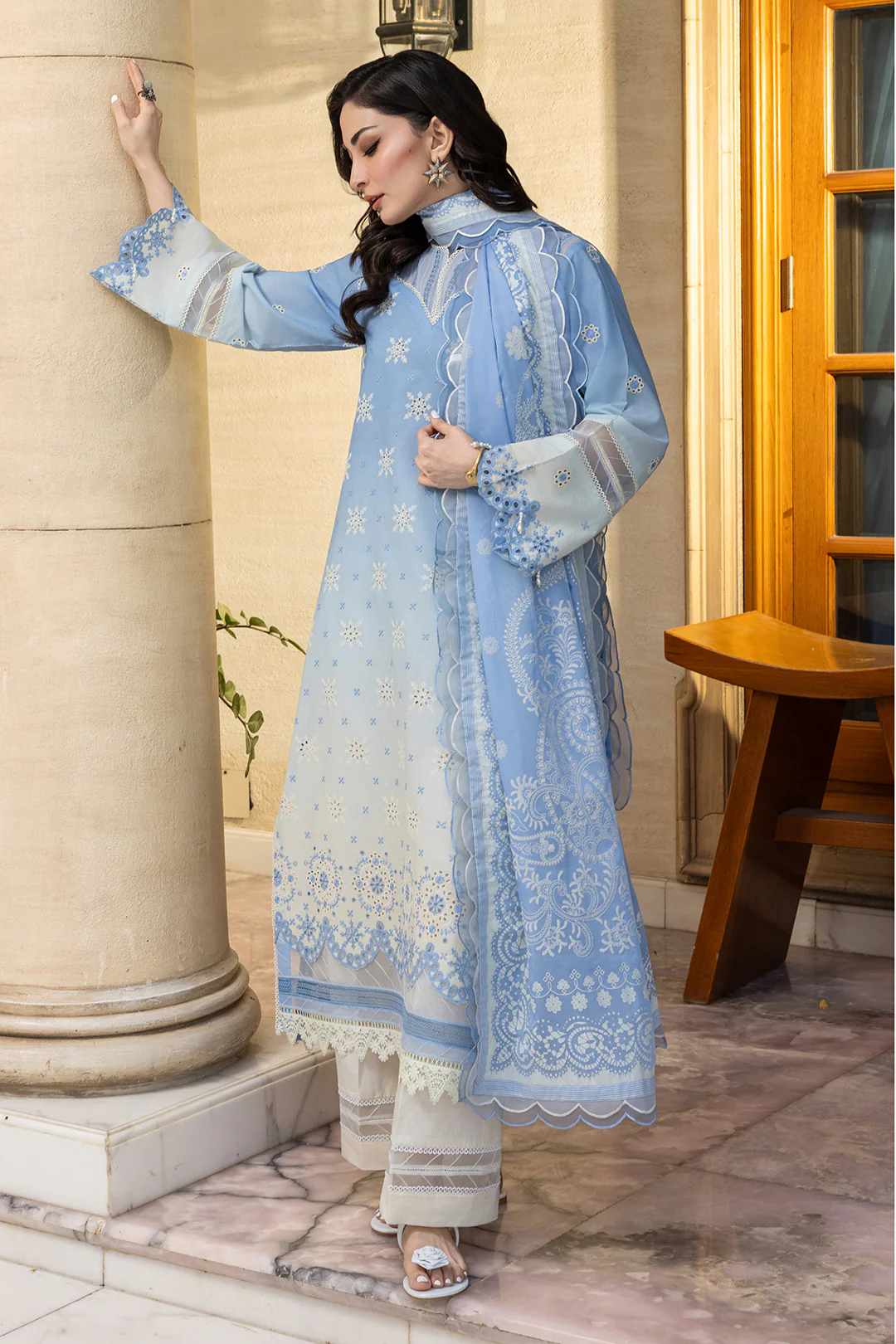 Embroidered Shirt Shalwar Dupatta - 4009 - Image 6