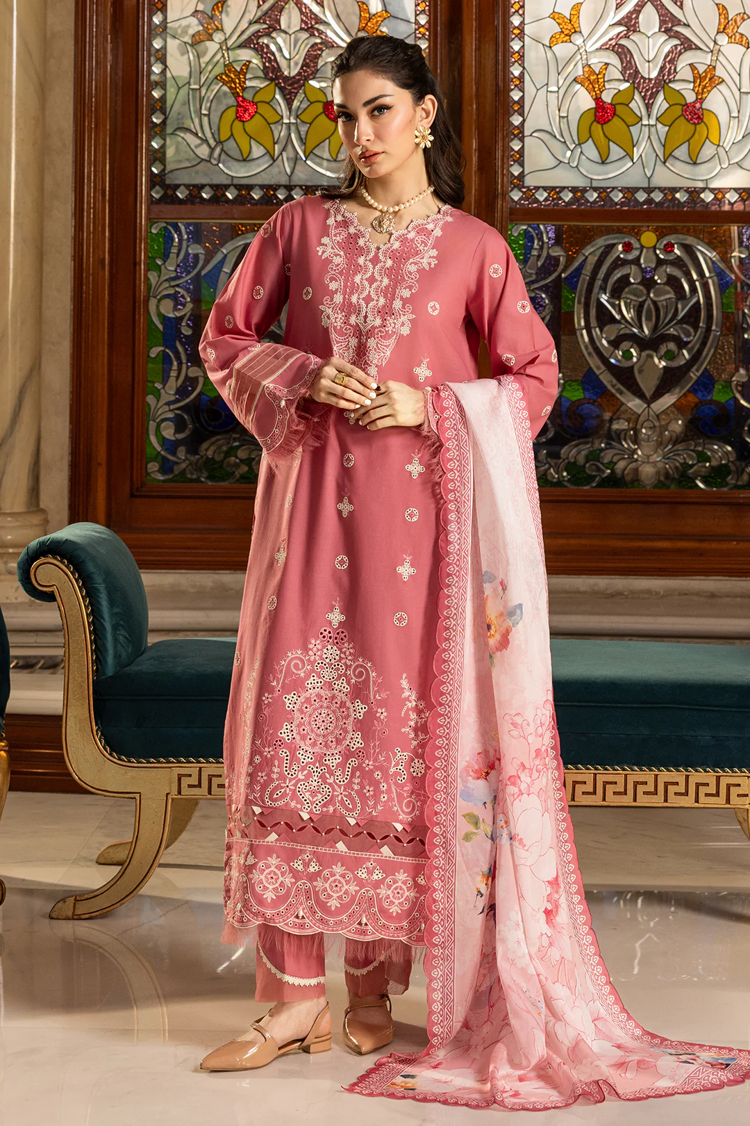 Embroidered Shirt Shalwar Dupatta - 4010 - Image 4