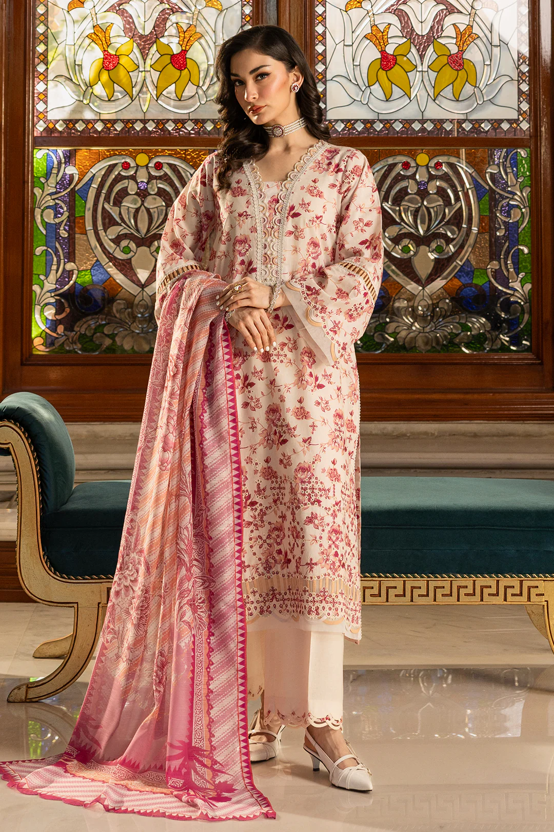 Embroidered Shirt Shalwar Dupatta - 4012 - Image 3
