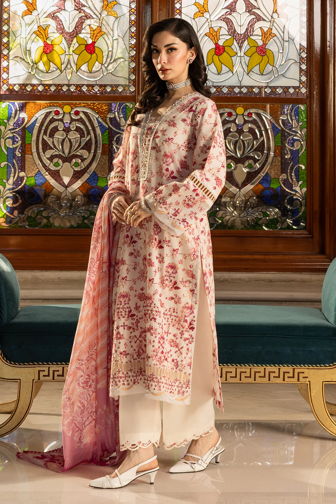 Embroidered Shirt Shalwar Dupatta - 4012 - Image 4