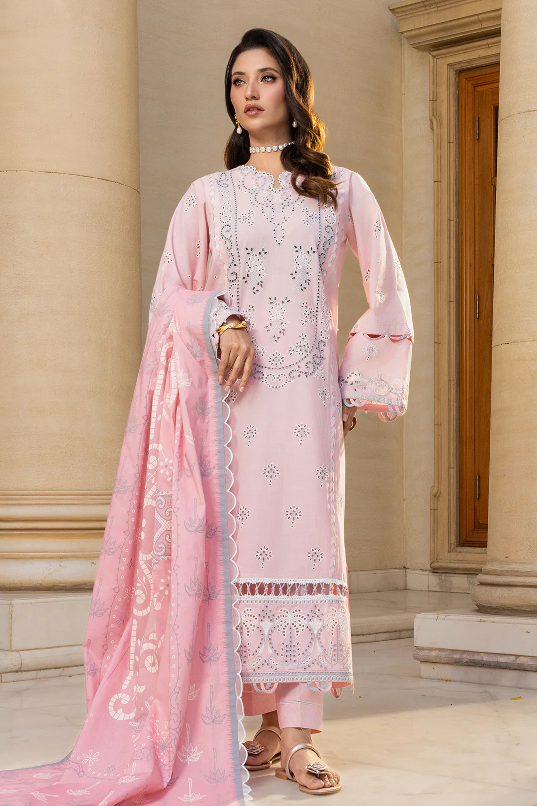 Embroidered Shirt Shalwar Dupatta - 4013 - Image 3