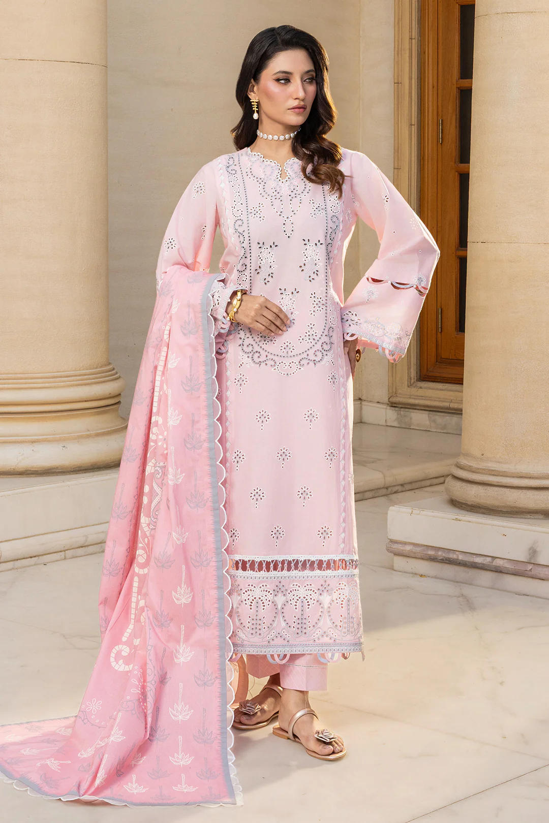 Embroidered Shirt Shalwar Dupatta - 4013 - Image 4