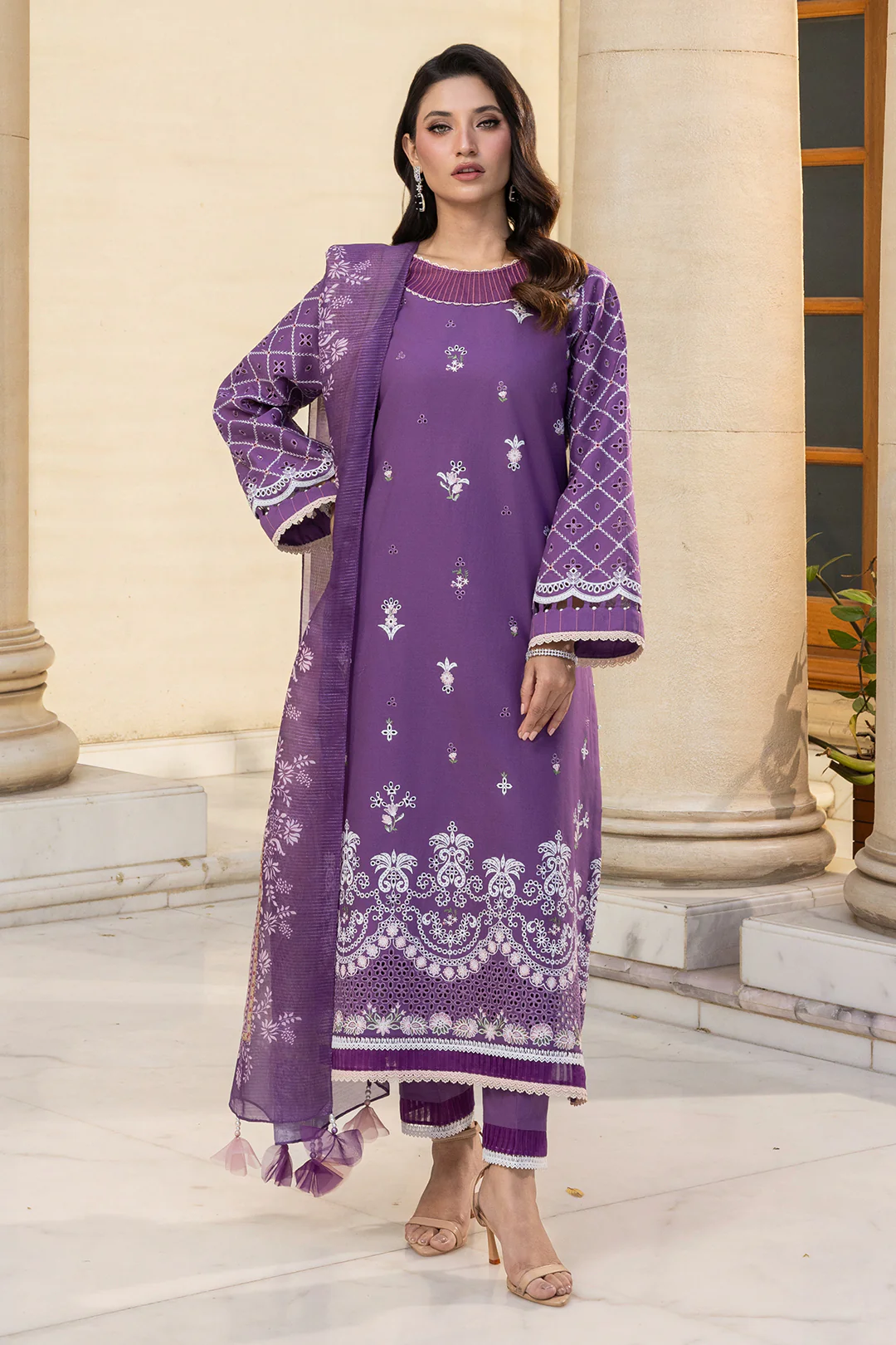 Embroidered Shirt Shalwar Dupatta - 4014 - Image 3