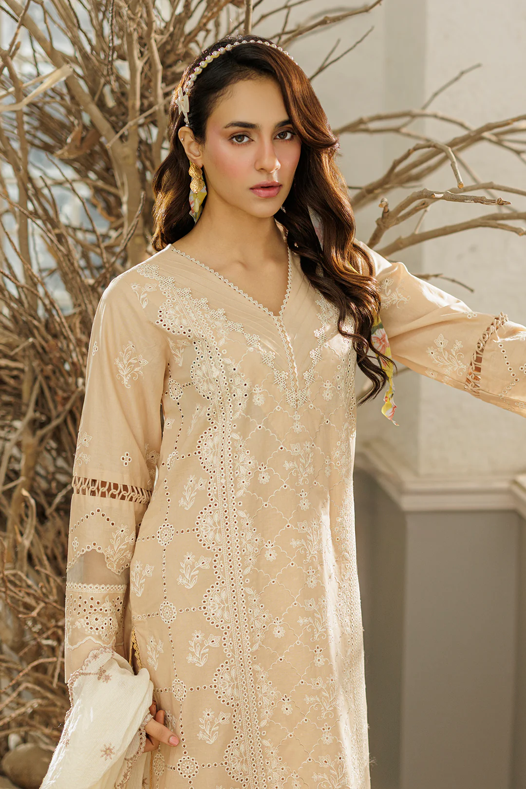 Embroidered Shirt Shalwar Dupatta - 4018 - Image 3