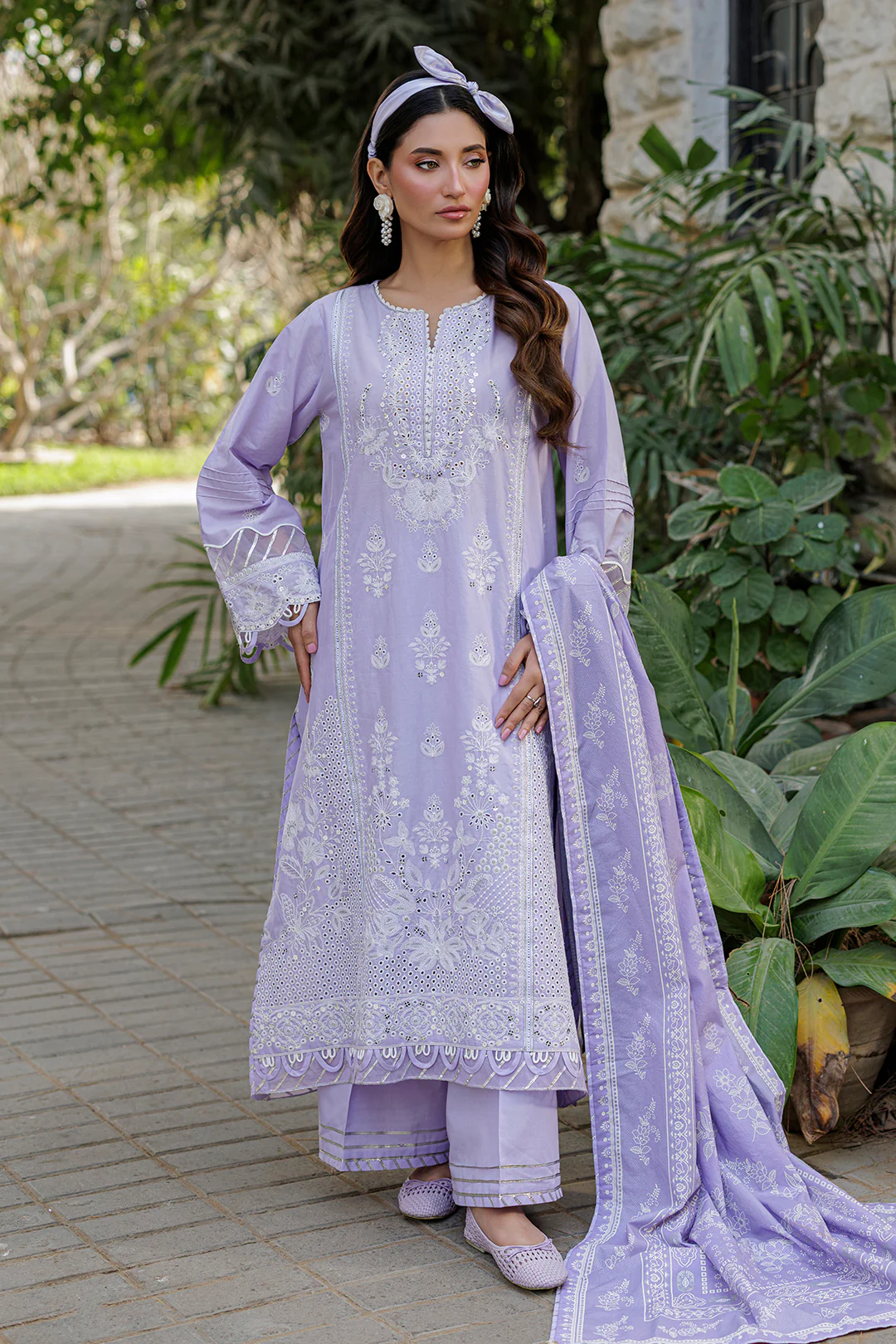 Embroidered Shirt Shalwar Dupatta - 4019 - Image 4