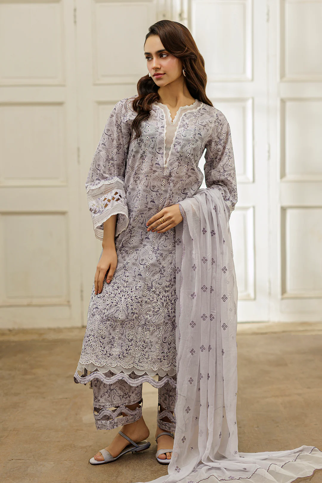 Embroidered Shirt Shalwar Dupatta - 4030 - Image 3