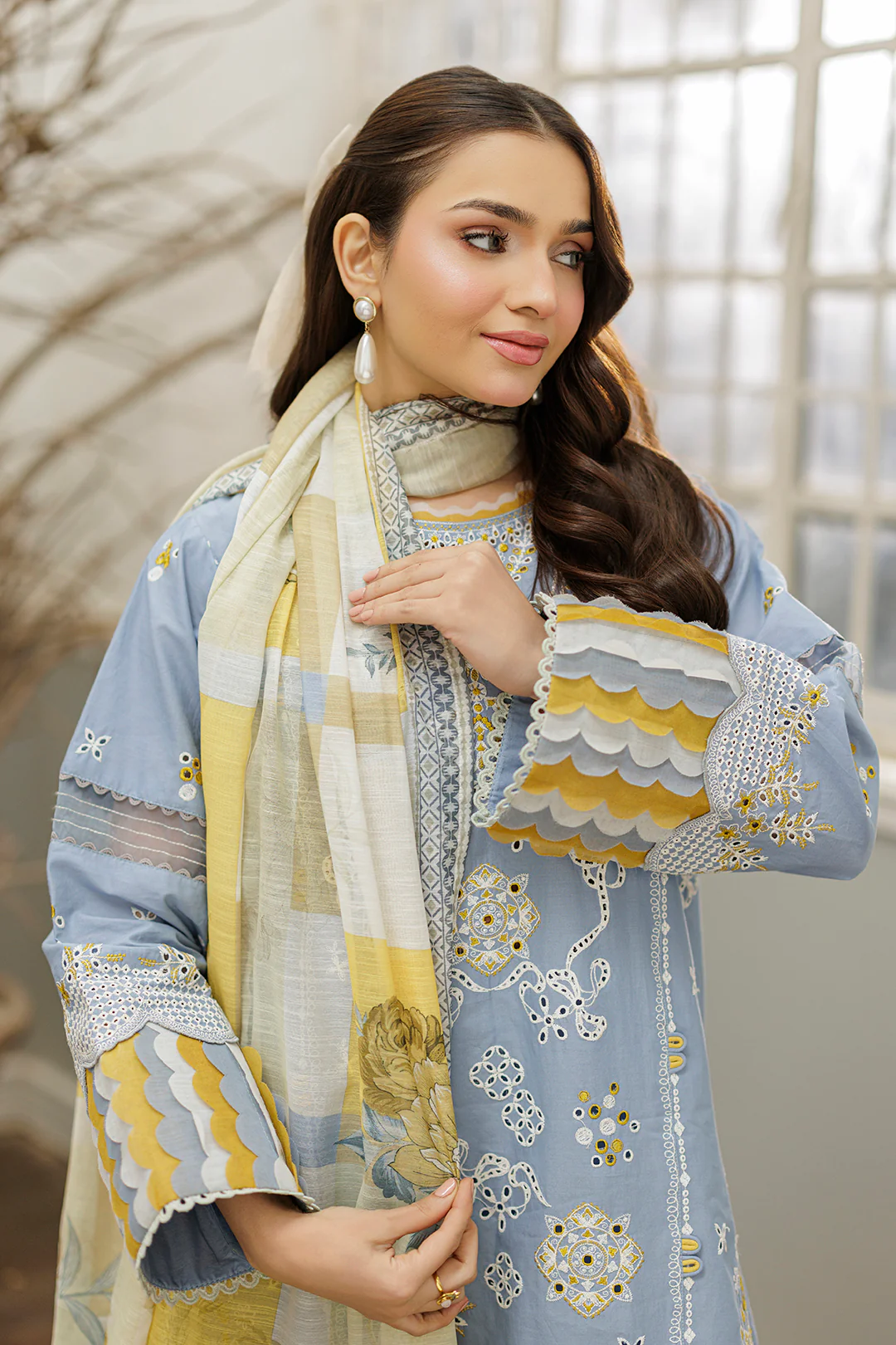 Embroidered Shirt Shalwar Dupatta - 4041 - Image 2