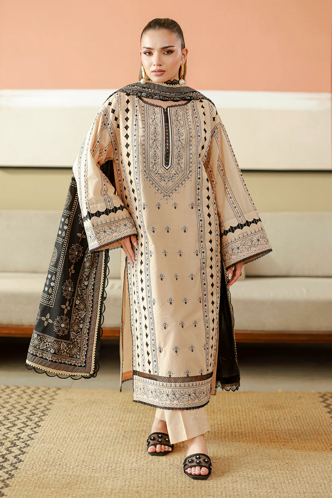 Embroidered Shirt Shalwar Dupatta - 4047 - Image 2