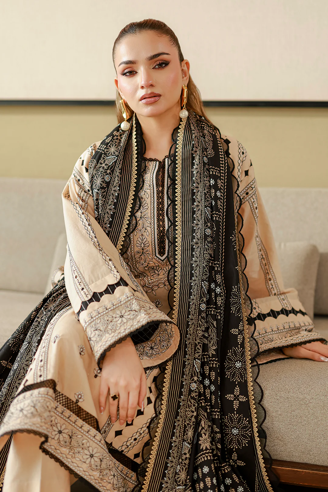 Embroidered Shirt Shalwar Dupatta - 4047 - Image 3