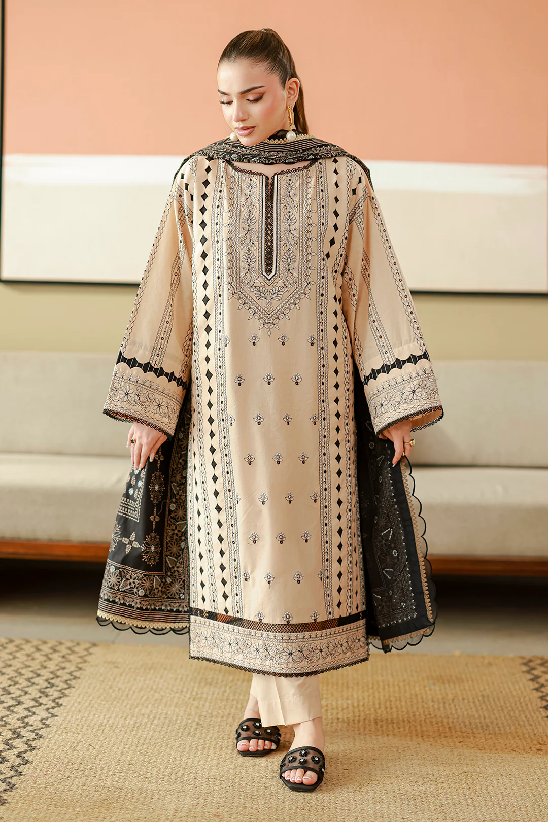 Embroidered Shirt Shalwar Dupatta - 4047 - Image 5