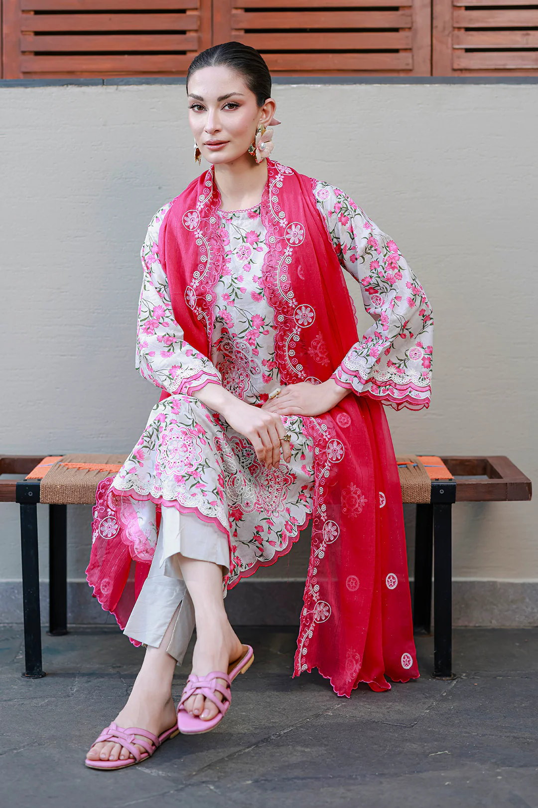 Embroidered Shirt Shalwar Dupatta - 4051 - Image 10