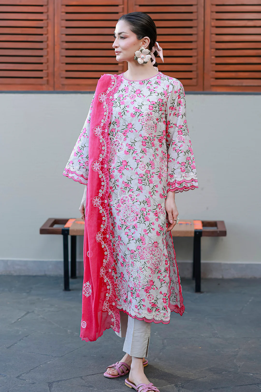 Embroidered Shirt Shalwar Dupatta - 4051 - Image 3