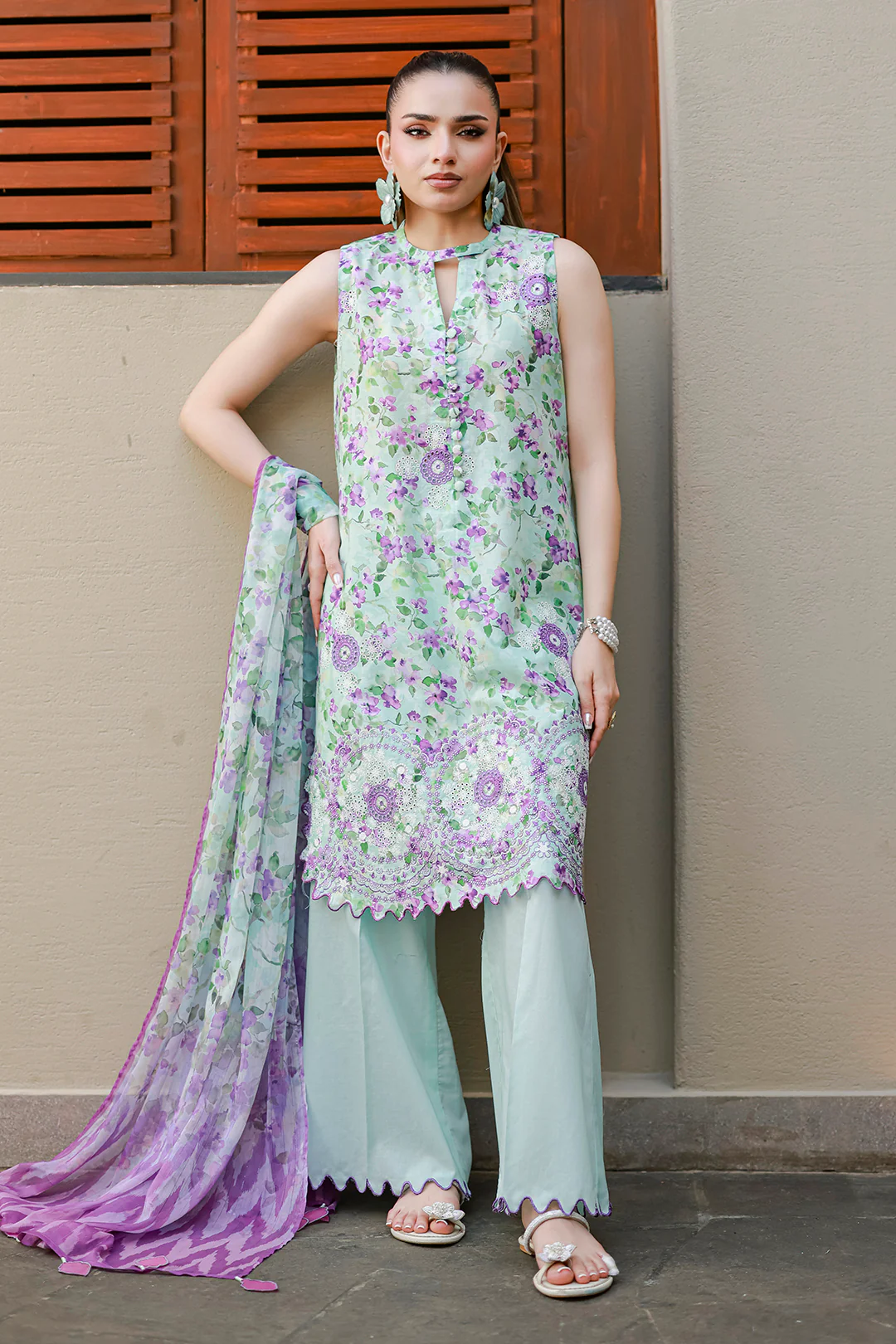 Embroidered Shirt Shalwar Dupatta - 4053 - Image 8