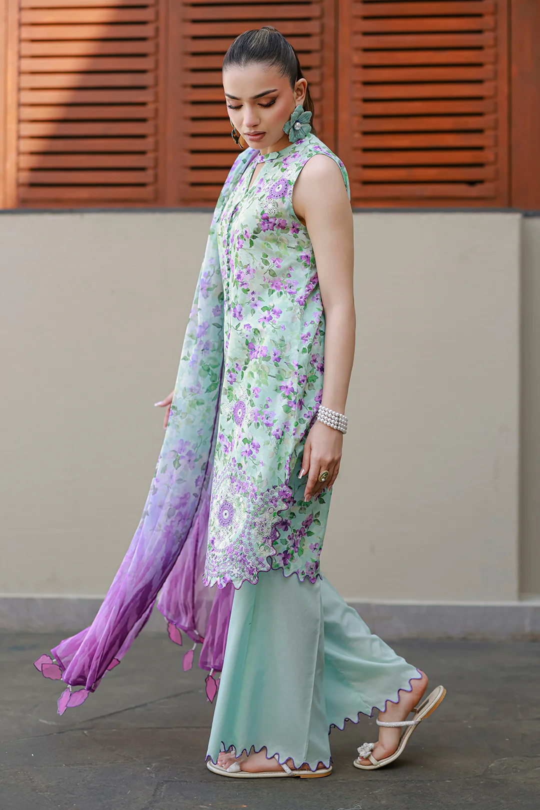Embroidered Shirt Shalwar Dupatta - 4053 - Image 9