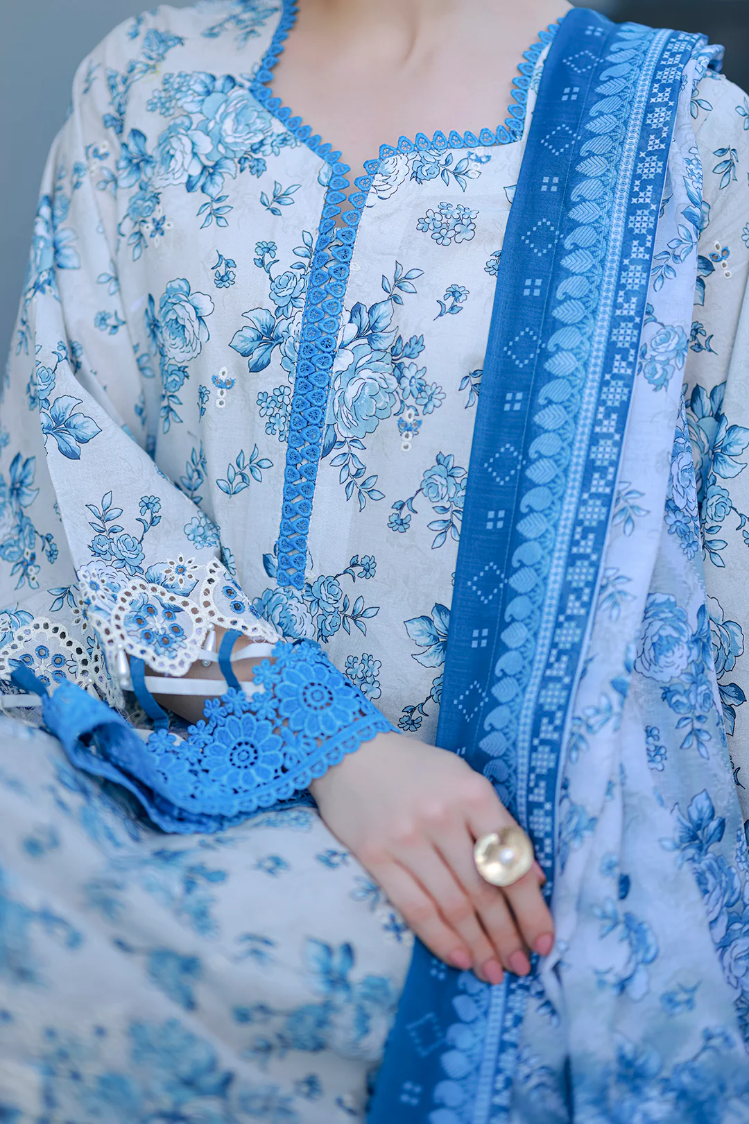 Embroidered Shirt Shalwar Dupatta - 4057 - Image 4