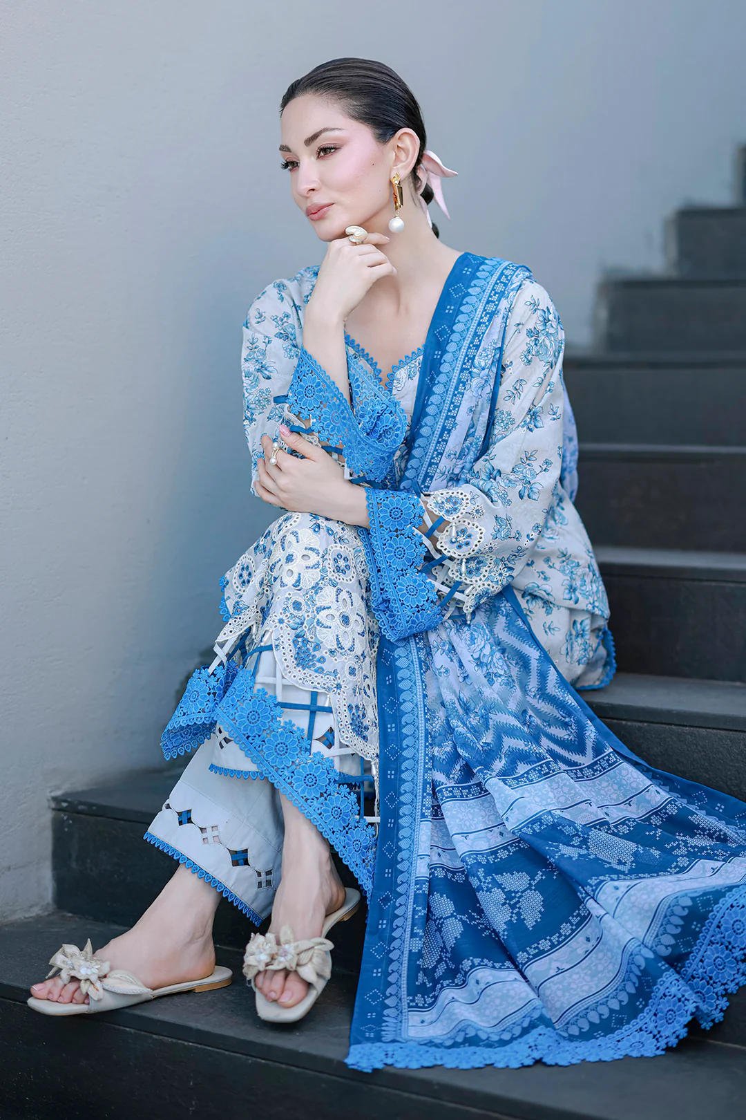 Embroidered Shirt Shalwar Dupatta - 4057 - Image 9