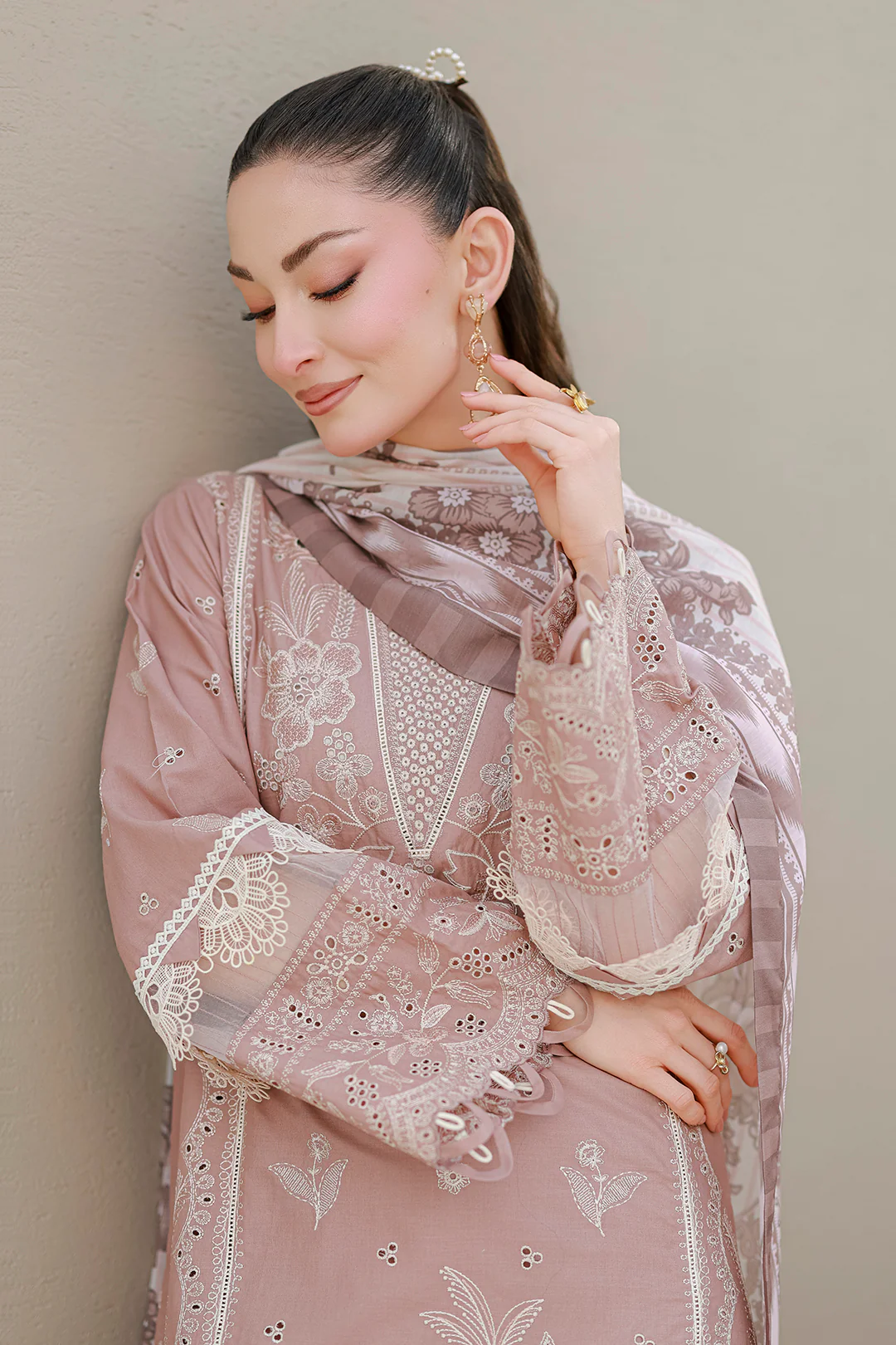 Embroidered Shirt Shalwar Dupatta - 4058 - Image 10