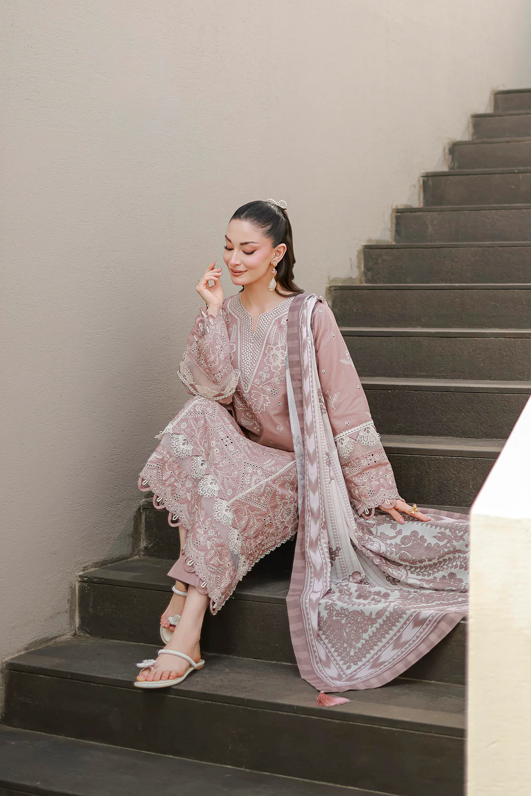 Embroidered Shirt Shalwar Dupatta - 4058 - Image 5