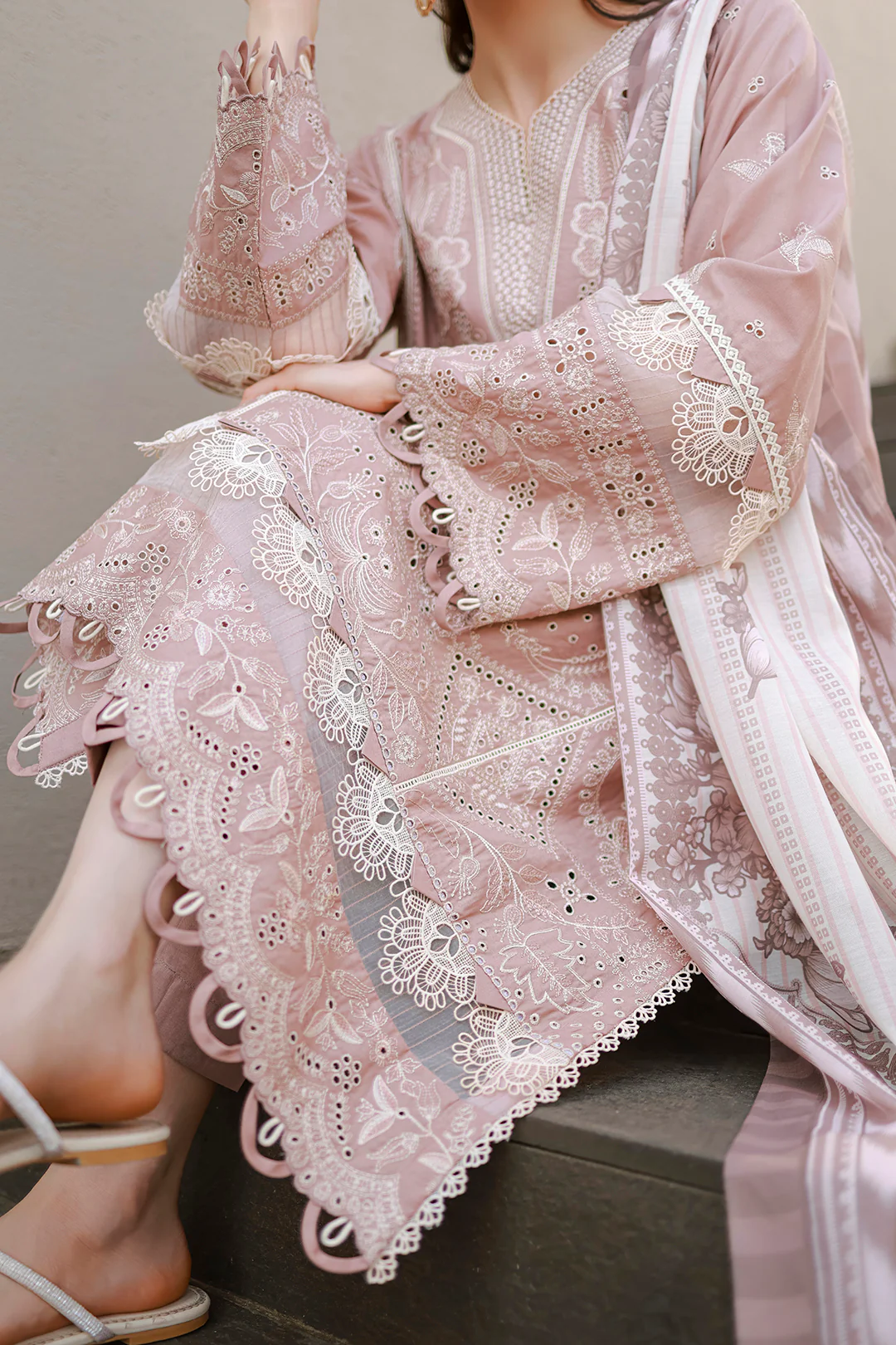 Embroidered Shirt Shalwar Dupatta - 4058 - Image 7