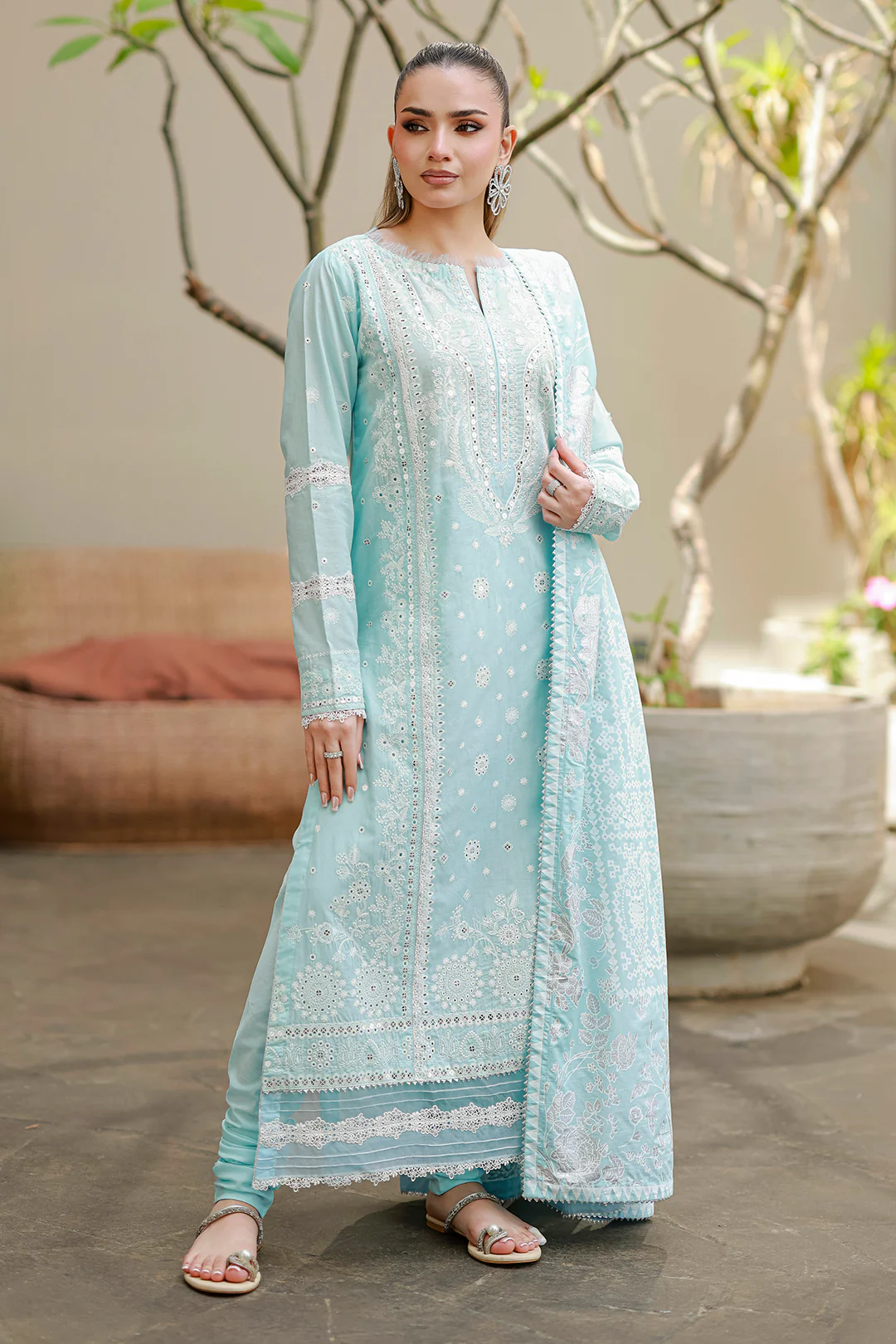 Embroidered Shirt Shalwar Dupatta - 4060 - Image 3