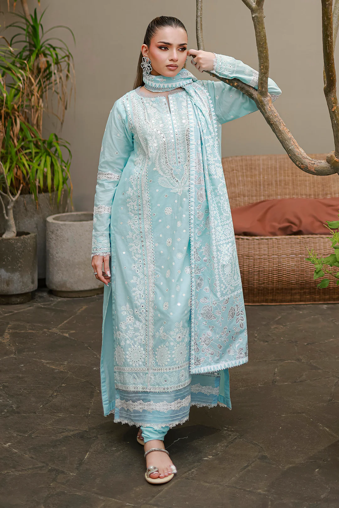 Embroidered Shirt Shalwar Dupatta - 4060 - Image 4