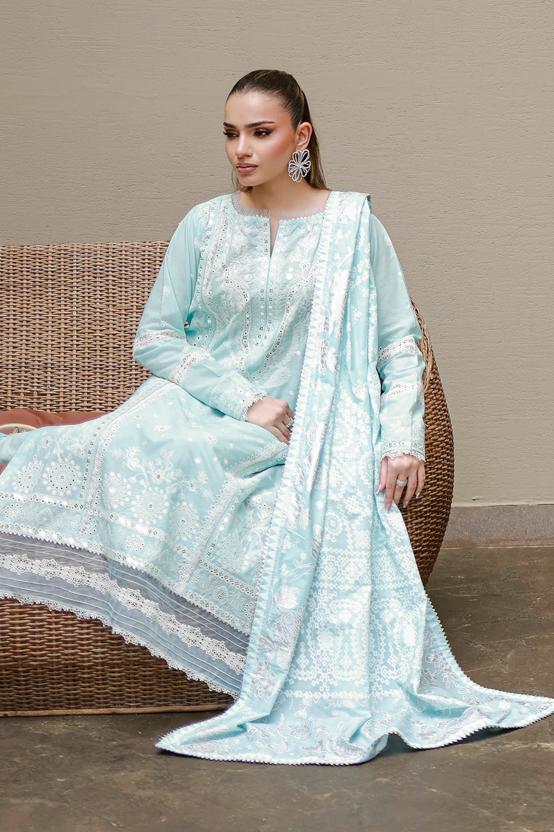 Embroidered Shirt Shalwar Dupatta - 4060 - Image 6