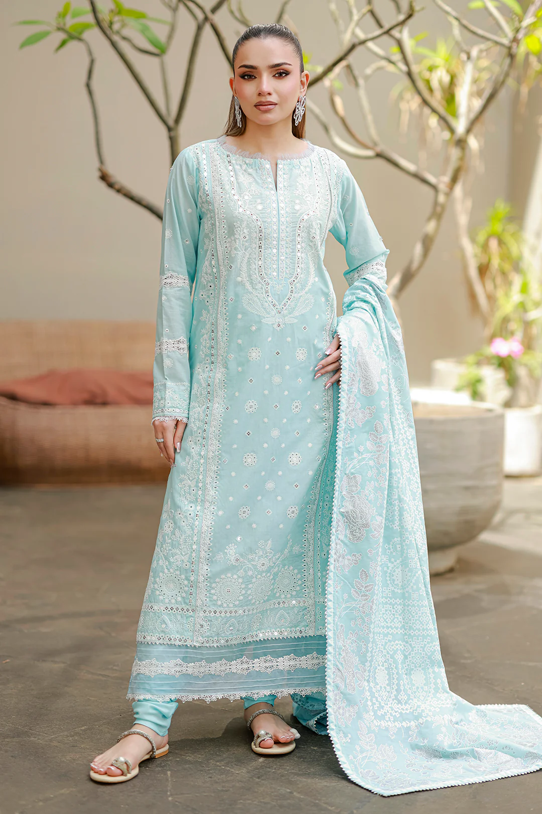 Embroidered Shirt Shalwar Dupatta - 4060 - Image 8