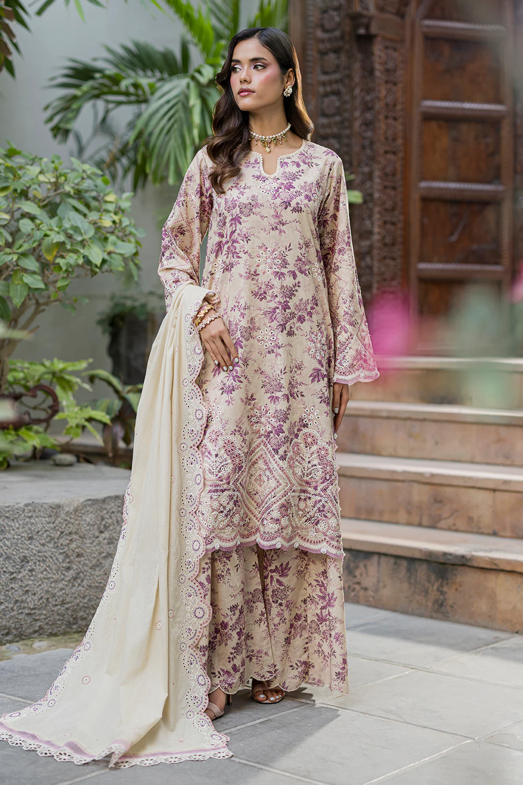 Embroidered Shirt Shalwar Dupatta - 4064 - Image 3