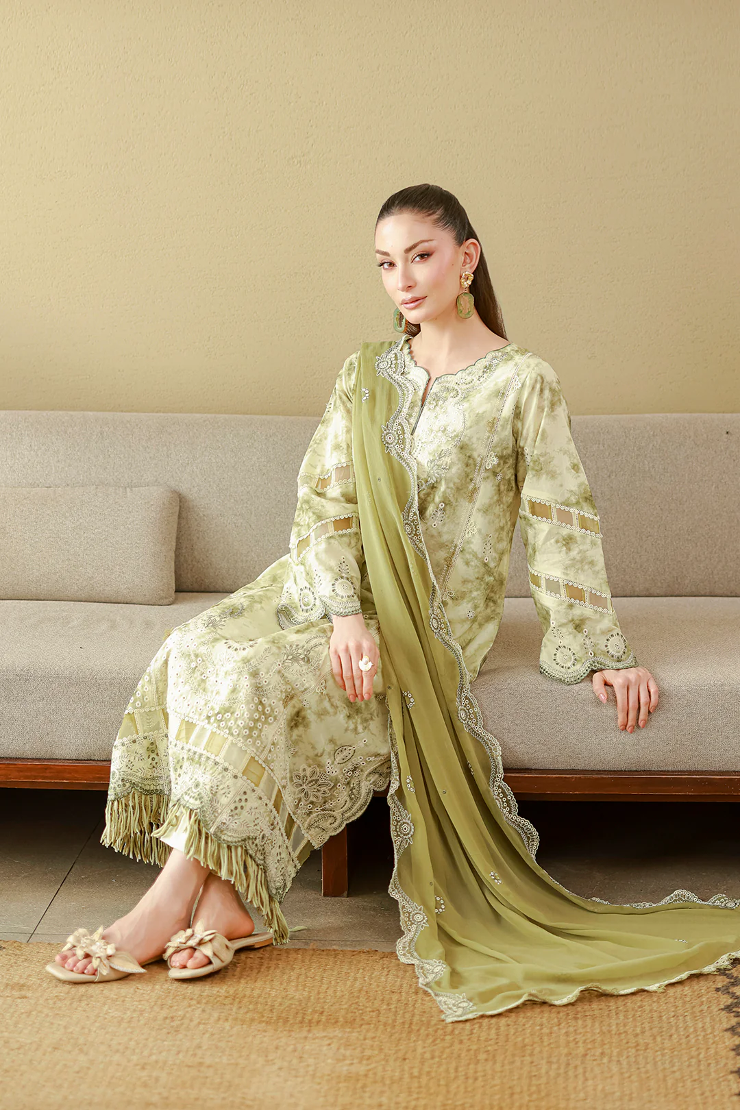 Embroidered Shirt Shalwar Dupatta - 4065 - Image 10