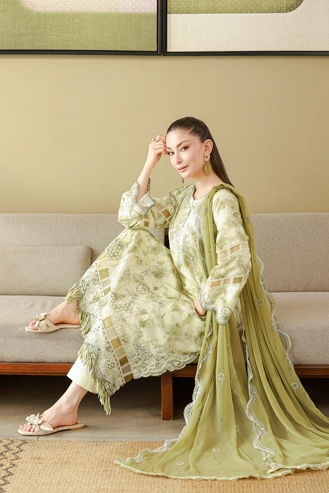 Embroidered Shirt Shalwar Dupatta - 4065 - Image 9