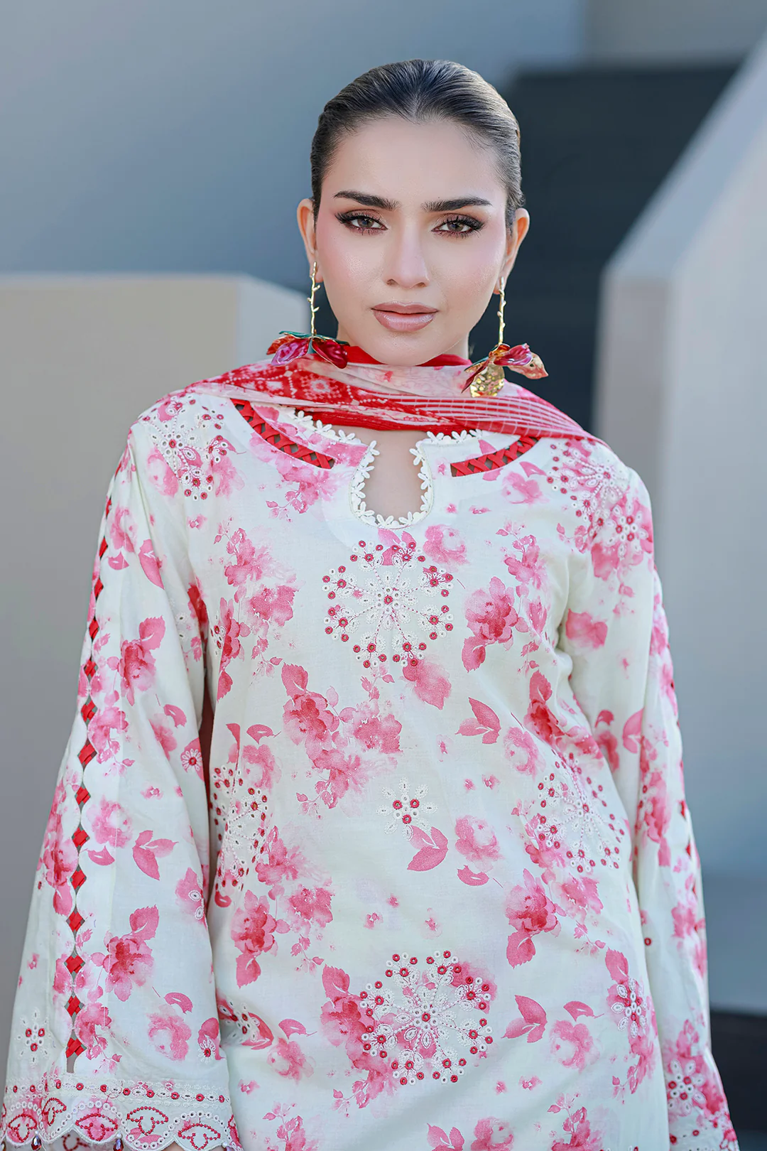 Embroidered Shirt Shalwar Dupatta - 4068 - Image 2