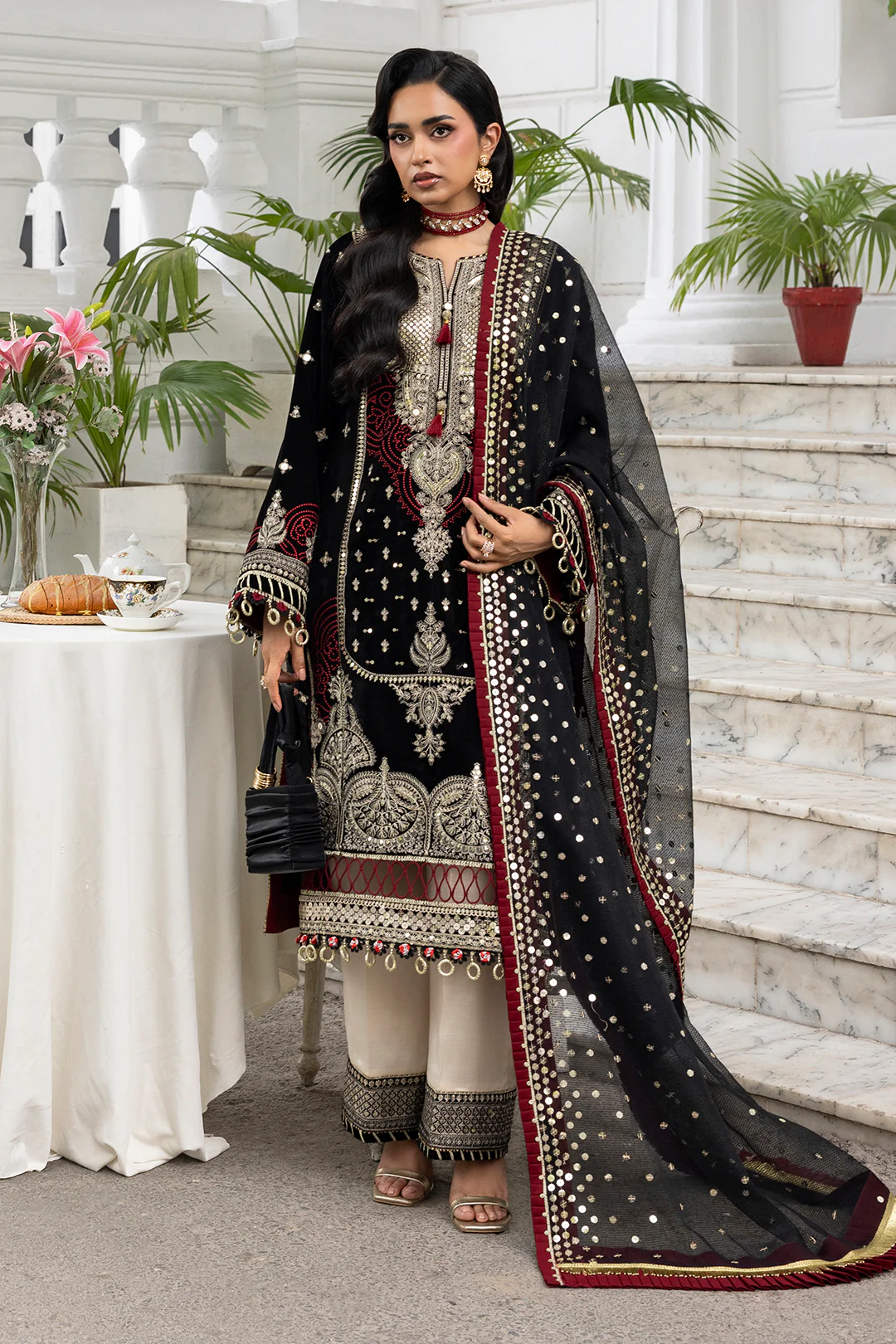 Embroidered Shirt Shalwar Dupatta - 4196 - Image 3