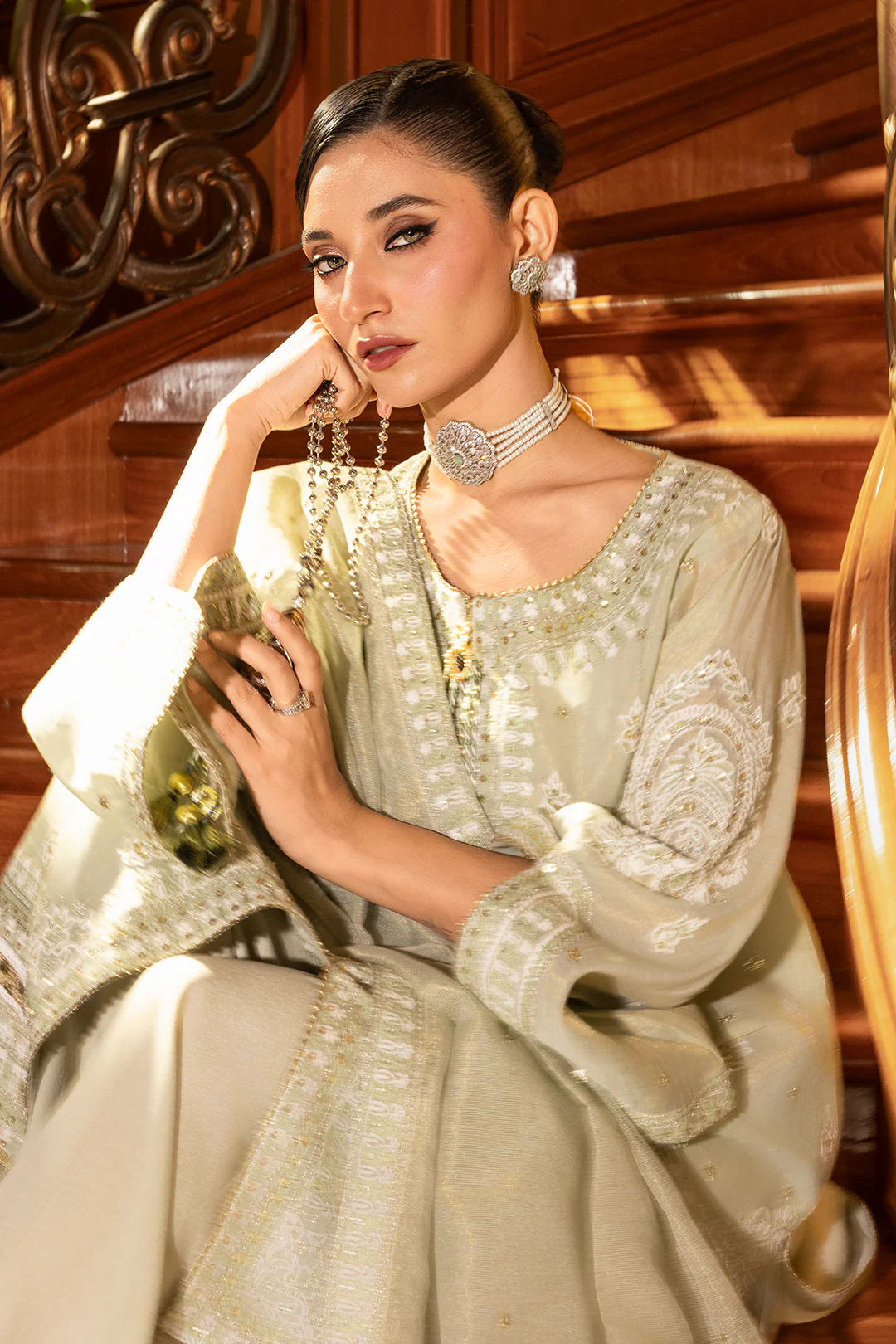 Embroidered Shirt Shalwar Dupatta - 4201 - Image 2