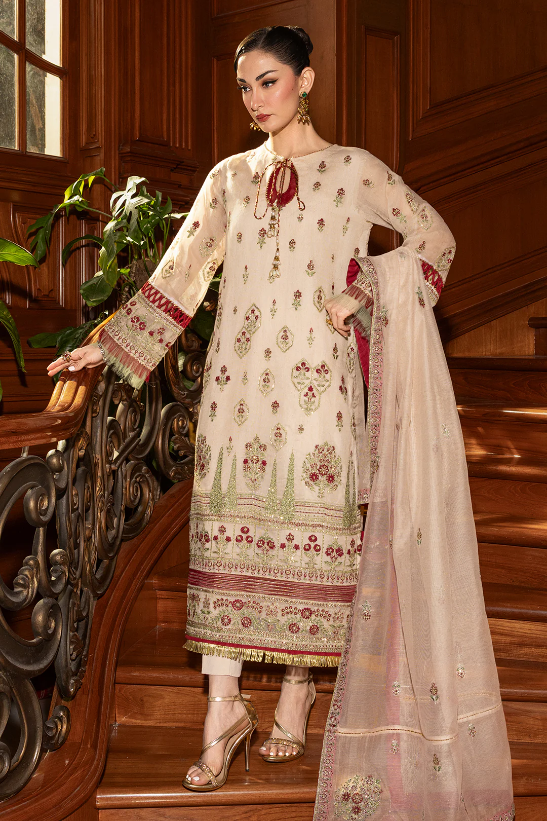 Embroidered Shirt Shalwar Dupatta - 4208 - Image 3