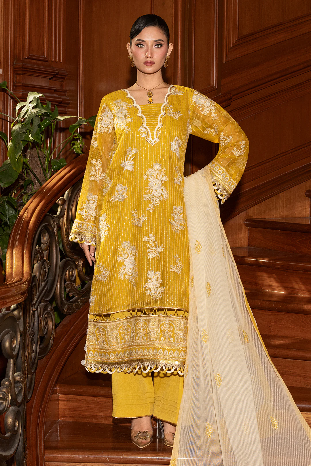 Embroidered Shirt Shalwar Dupatta - 4210 - Image 5