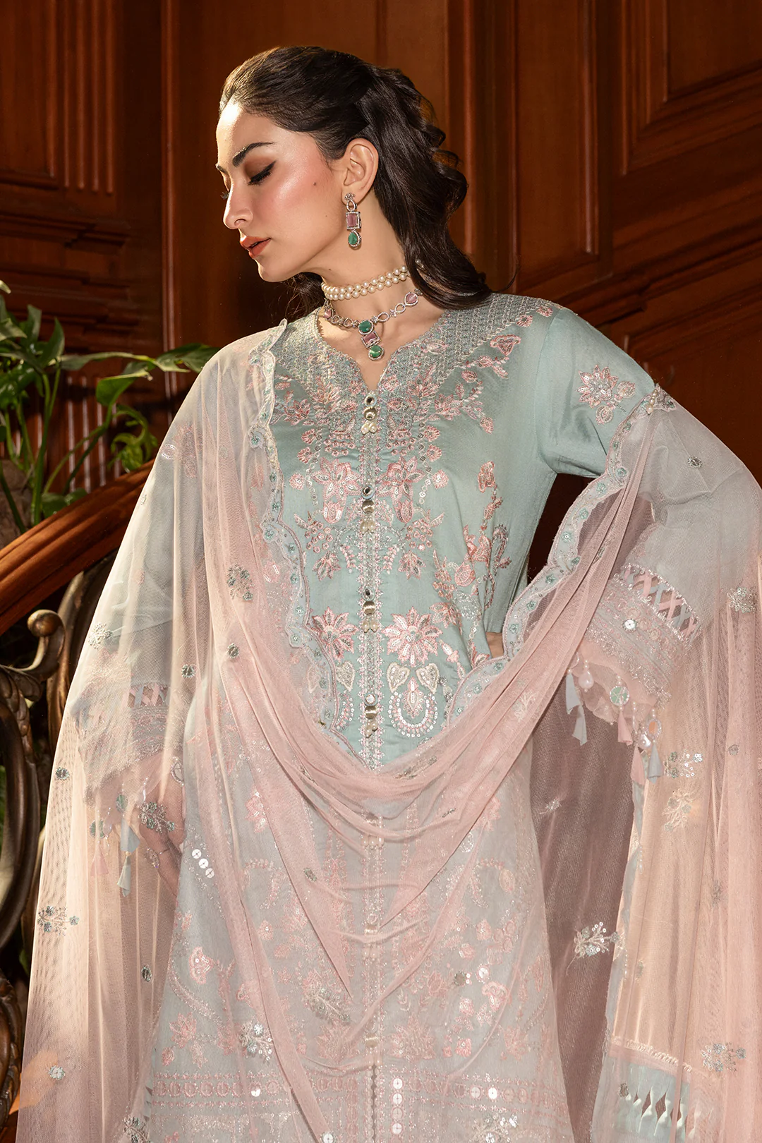 Embroidered Shirt Shalwar Dupatta - 4211 - Image 4