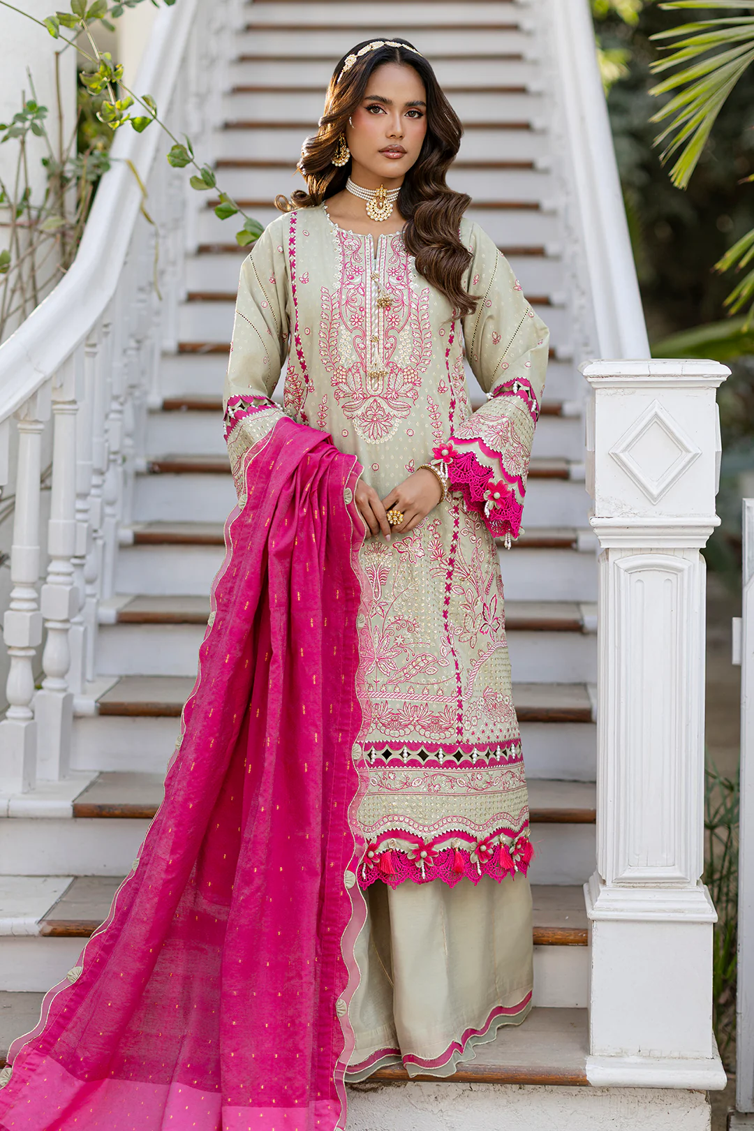 Embroidered Shirt Shalwar Dupatta - 4213 - Image 10