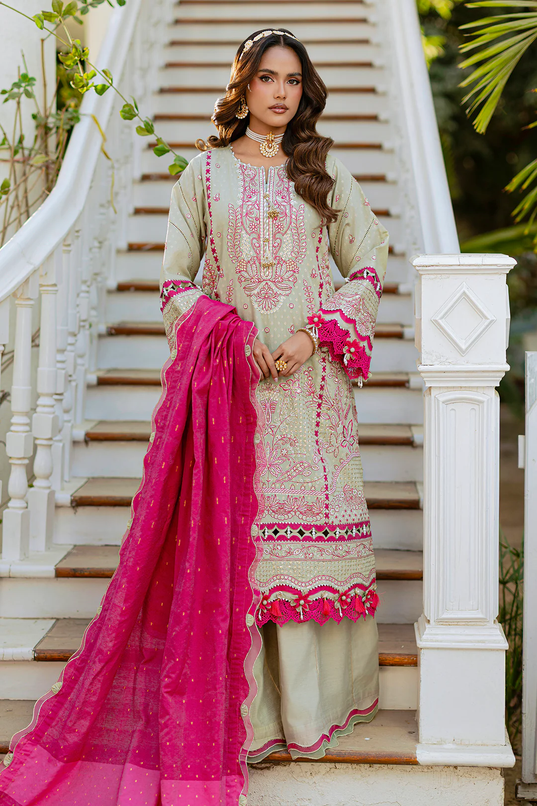 Embroidered Shirt Shalwar Dupatta - 4213 - Image 3