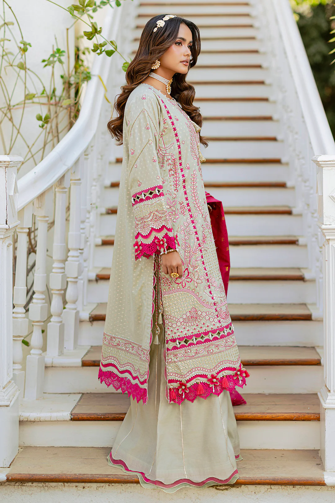Embroidered Shirt Shalwar Dupatta - 4213 - Image 6